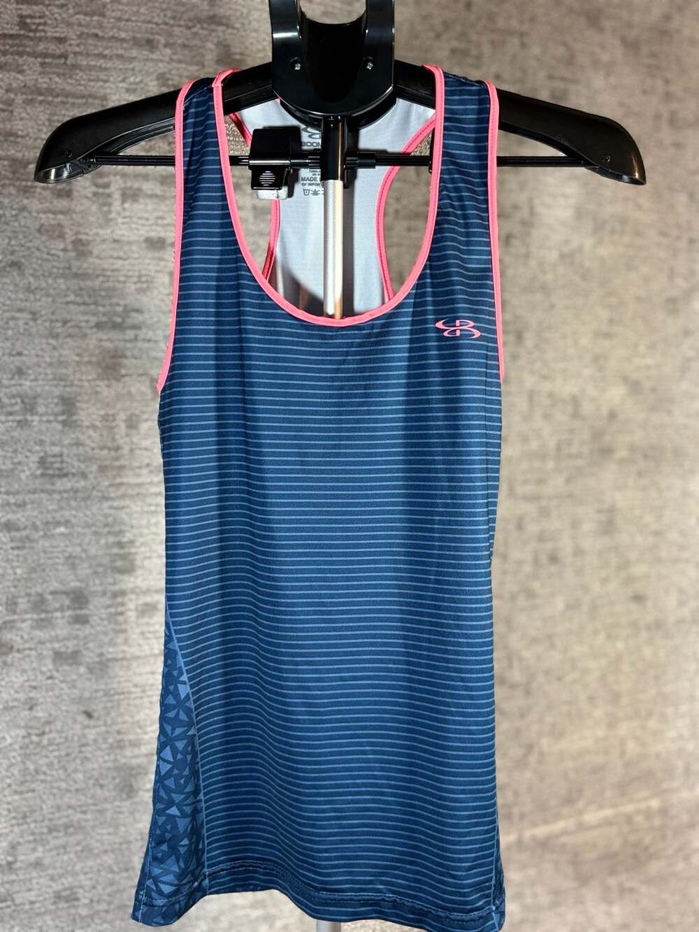 Boombah Women's Performance Racerback Tank Blue Striped Geometric Pattern Size M